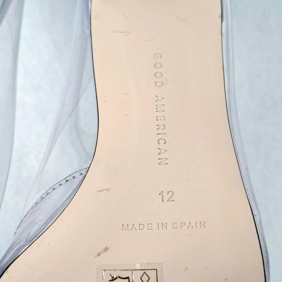 Good American Women Size 12 Cinderella Clear Silver Patent Stiletto Pump 4" Heel - Picture 8 of 8